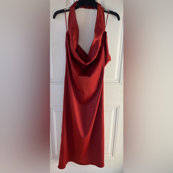 Anthropologie Dresses & Skirts - NEW Anthropologie cowl neck halter MIDI dress in red size large women’s NWT